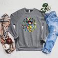 Marvel Widow Retro Comic Book Filled Spy Icon Raglan Sleeve Sweatshirt Deep Heather