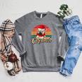 Merry Christmas Retro Vintage Pugmas Pug Reading Books Raglan Sleeve Sweatshirt Deep Heather