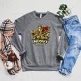 Mongo Is Appalled Princess Cat Riding Dinosaur Book Lover Raglan Sleeve Sweatshirt Deep Heather