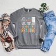 Nothing Beats Reading Rock Paper Scissors Books Lover Raglan Sleeve Sweatshirt Deep Heather