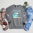 Oceans Of Possibilities Book Waves Summer Reading 2022 For Men Women Kids Raglan Sleeve Sweatshirt Deep Heather