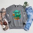Octopus Reading Book Reading Bookworm Reader Raglan Sleeve Sweatshirt Deep Heather