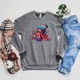 Octopus Reading Book Kraken Book Lover Raglan Sleeve Sweatshirt Deep Heather