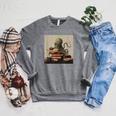 Octopus Reads a Book Book Lovers Raglan Sleeve Sweatshirt Deep Heather