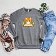 Orange Cat Reading Book Flowers Raglan Sleeve Sweatshirt Deep Heather Orange Cat Reading Book Flowers Raglan Sleeve Sweatshirt Deep Heather