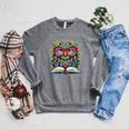Owl With Glasses Book Lover Reading Raglan Sleeve Sweatshirt Deep Heather