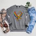 Owl With Pride Flag Book Lover Rainbow Library Raglan Sleeve Sweatshirt Deep Heather