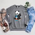 Panda With Glasses Reading Book Librarian Panda Raglan Sleeve Sweatshirt Deep Heather Panda With Glasses Reading Book Librarian Panda Raglan Sleeve Sweatshirt Deep Heather