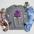 Pansies Flowers Book Pansy Floral Raglan Sleeve Sweatshirt Deep Heather Pansies Flowers Book Pansy Floral Raglan Sleeve Sweatshirt Deep Heather