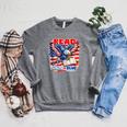 Patriotic Eagle Reading Book Read Blue Since 1776 Raglan Sleeve Sweatshirt Deep Heather