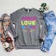 Peace Love Books Library Book Lover Raglan Sleeve Sweatshirt Deep Heather