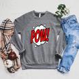 POW Comic Art Book Superhero Bubble Cartoon T-Shirt Raglan Sleeve Sweatshirt Deep Heather