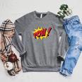 POW Comic Book Cartoon Pop Art Comfort Colors Crop Top Raglan Sleeve Sweatshirt Deep Heather