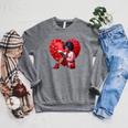 Pretty Girl With Book And Hearts For Valentine's Day Raglan Sleeve Sweatshirt Deep Heather