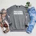 Professional Bookworm Book Reader Raglan Sleeve Sweatshirt Deep Heather