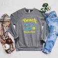Proud Member Beach Book Club Retro Vintage Summer Bookish Raglan Sleeve Sweatshirt Deep Heather