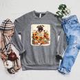 Pug Reading Books Sunflowers With Coffee Lover Owner Raglan Sleeve Sweatshirt Deep Heather