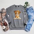 Puppy Open Book Reading Dog Lover Graphic Portrait Round Raglan Sleeve Sweatshirt Deep Heather Puppy Open Book Reading Dog Lover Graphic Portrait Round Raglan Sleeve Sweatshirt Deep Heather