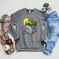 Raccoon At Library Book Return Librarian And Reader Raglan Sleeve Sweatshirt Deep Heather