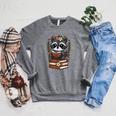 Racoon Reading Book Graphic Racoon With Book Floral Raglan Sleeve Sweatshirt Deep Heather