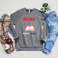 Read Blue Patriotic Book Lover Girls Independence Raglan Sleeve Sweatshirt Deep Heather