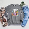 Read Book Club Piggie Elephant Pigeons Teacher Library For Men Women Kids Raglan Sleeve Sweatshirt Deep Heather