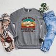 Read Book Drink Coffee Fight Evil Reading Teacher Raglan Sleeve Sweatshirt Deep Heather