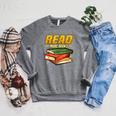 Read More Books Book Worm Library Nerds Librarian Raglan Sleeve Sweatshirt Deep Heather