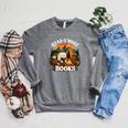 Read S'More Books Cute Campfire Reading Book Lovers Camping Raglan Sleeve Sweatshirt Deep Heather