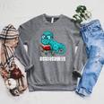 Readasaurus Reading Dinosaur Bookworm Book Reader Meme Raglan Sleeve Sweatshirt Deep Heather
