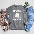Reader Book Reading Bookworm Librarian Raglan Sleeve Sweatshirt Deep Heather