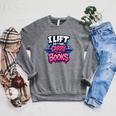 Reader Workout Lift More Books Reading Lover Humor Raglan Sleeve Sweatshirt Deep Heather