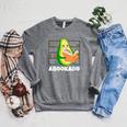 Reading Avocado Book School Librarian Abookado Raglan Sleeve Sweatshirt Deep Heather
