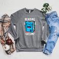 Reading Is Awesome Book Nerd Librarian Raglan Sleeve Sweatshirt Deep Heather