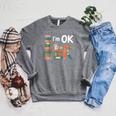 Reading Book Lover I'm Ok Bookworm Librarian Reader Raglan Sleeve Sweatshirt Deep Heather