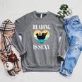 Reading Books In Bathtub Bathing Sexy Bookworm Reading Rats Raglan Sleeve Sweatshirt Deep Heather