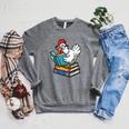 Reading Chicken Bookworm Cute Chicken With Glasses Books Raglan Sleeve Sweatshirt Deep Heather