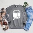 Reading Is Lit Book Lover Raglan Sleeve Sweatshirt Deep Heather