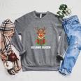 Reading Season Christmas Reindeer Bookworm Book Reader Raglan Sleeve Sweatshirt Deep Heather