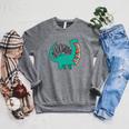 Readosaurus Cute Dinosaur Reading Books Reading Raglan Sleeve Sweatshirt Deep Heather