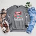 Readsalotl Axolotl Reading Cute Book Lover Bookworm Premium Tri-Blend Raglan Sleeve Sweatshirt Deep Heather