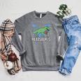Readsaurus Reader Book Tyrannosaurus T-Rex Dinosaur Jurassic Raglan Sleeve Sweatshirt Deep Heather