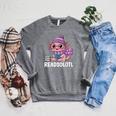 Readsolotl Cute Pink Kawaii Axolotl Reading Book Lover Raglan Sleeve Sweatshirt Deep Heather Readsolotl Cute Pink Kawaii Axolotl Reading Book Lover Raglan Sleeve Sweatshirt Deep Heather