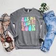 Retro ASK ME About MY BOOK Published Author Event Vibes Raglan Sleeve Sweatshirt Deep Heather