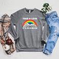 Retros Vintage Rainbow Take a Look It's In a Book Reading Raglan Sleeve Sweatshirt Deep Heather
