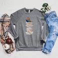 Robin Bird Reads Books Garden Backyard Birds Raglan Sleeve Sweatshirt Deep Heather
