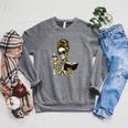 Skeleton Girl Drinking Coffee And Reading Book Raglan Sleeve Sweatshirt Deep Heather