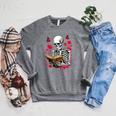 Skeleton Reading Book Lover Floral Flowers Bookish Bookworm Raglan Sleeve Sweatshirt Deep Heather