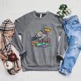 Smart Pigeon Sitting On Book Stack Raglan Sleeve Sweatshirt Deep Heather Smart Pigeon Sitting On Book Stack Raglan Sleeve Sweatshirt Deep Heather