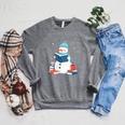Snowman Reading Book Lover Librarian Reading Raglan Sleeve Sweatshirt Deep Heather